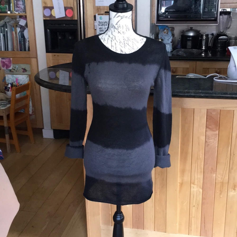 Parker Blue cashmere sweater, black & grey striped